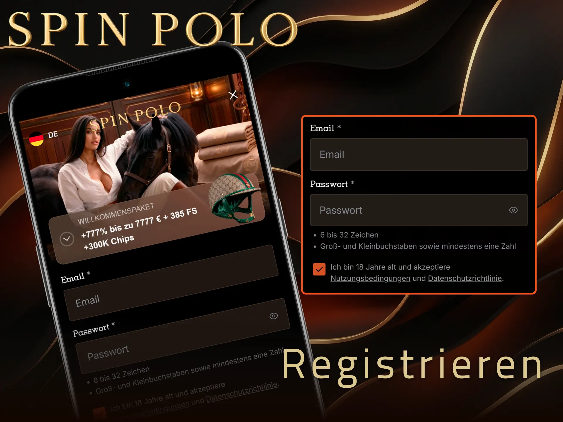Registrieren Sie Ihr neues Spielkonto direkt über die mobile Spinpolo App.