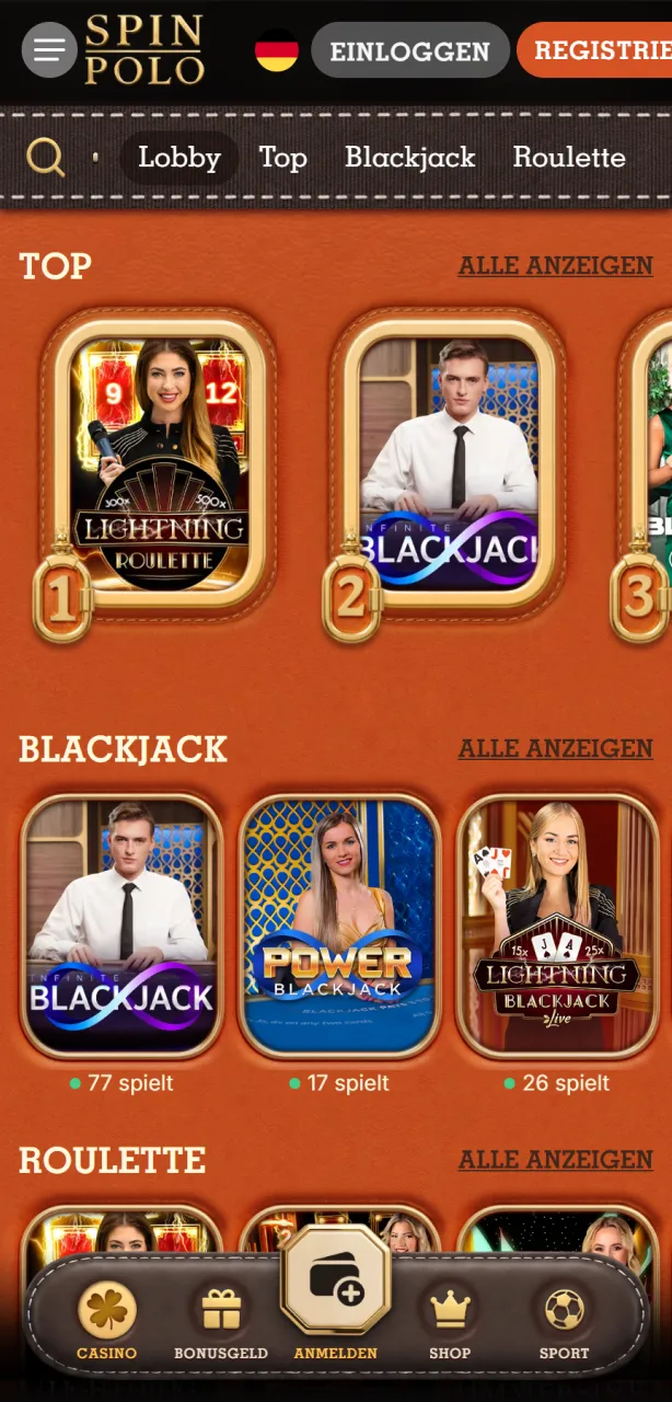 Entdecken Sie spannende Casino Spiele in der mobilen Spinpolo App.