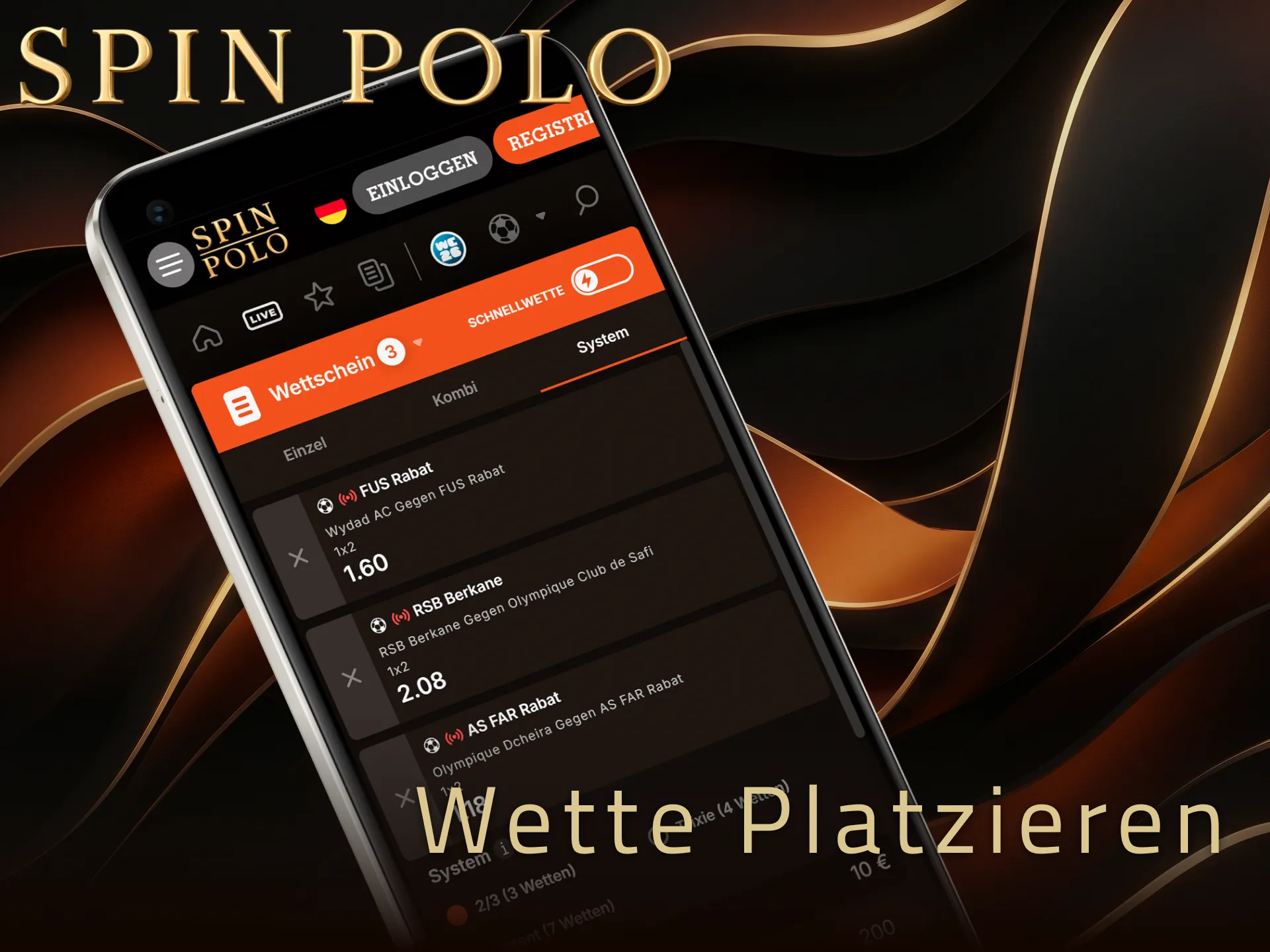 Folgen Sie der Anleitung und platzieren Sie eine Sportwette über die mobile Spinpolo App.