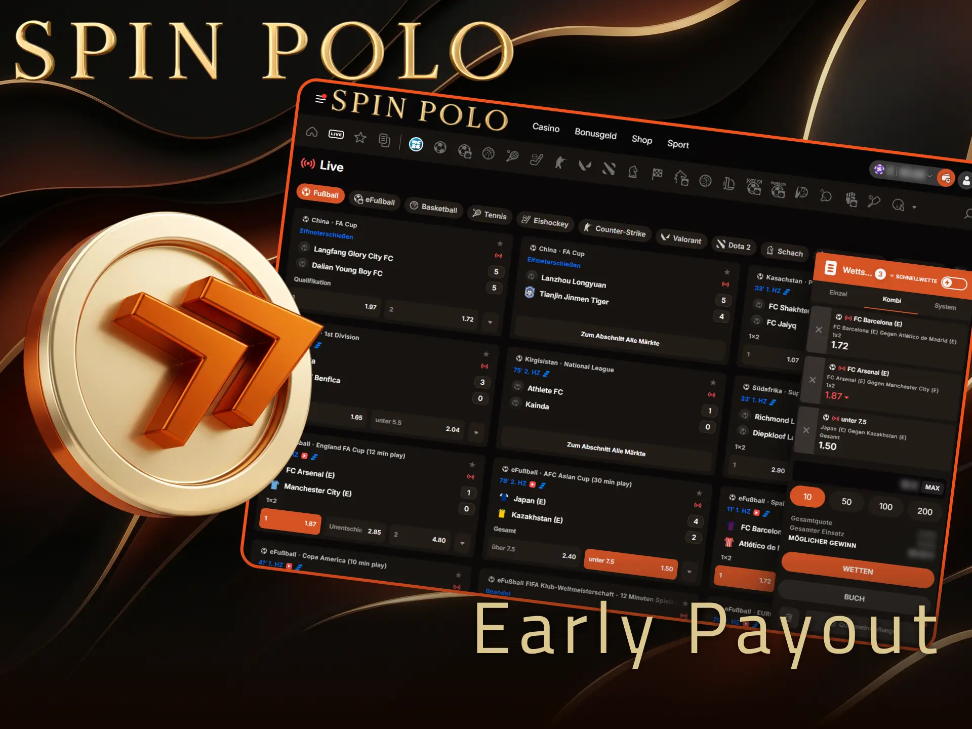 Nutzen Sie die Early Payout Funktion bei Spinpolo für sichere Gewinne.