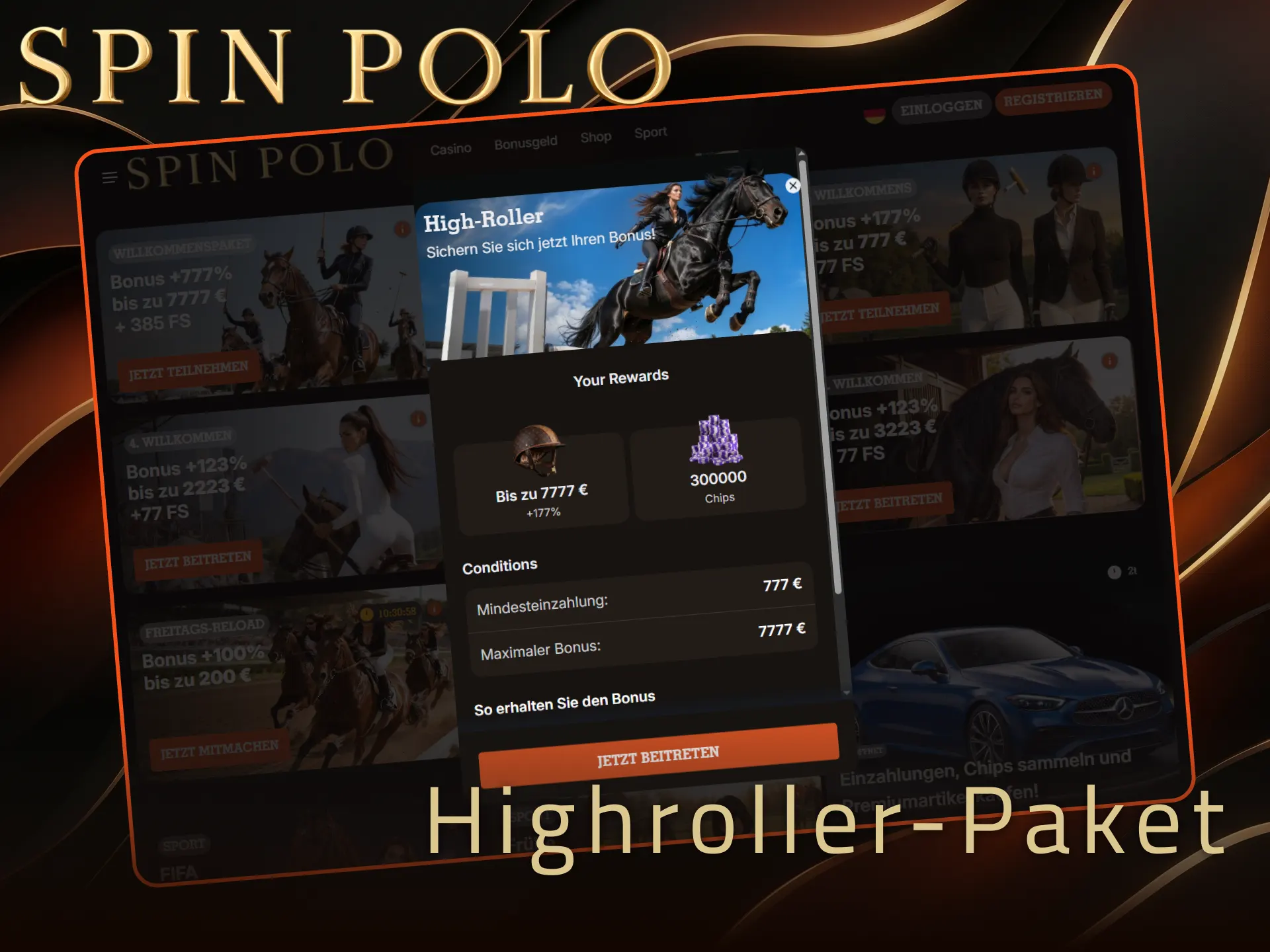 Aktivieren Sie das Spinpolo Highroller-Paket mit attraktivem Bonus für maximale Casinogewinne.