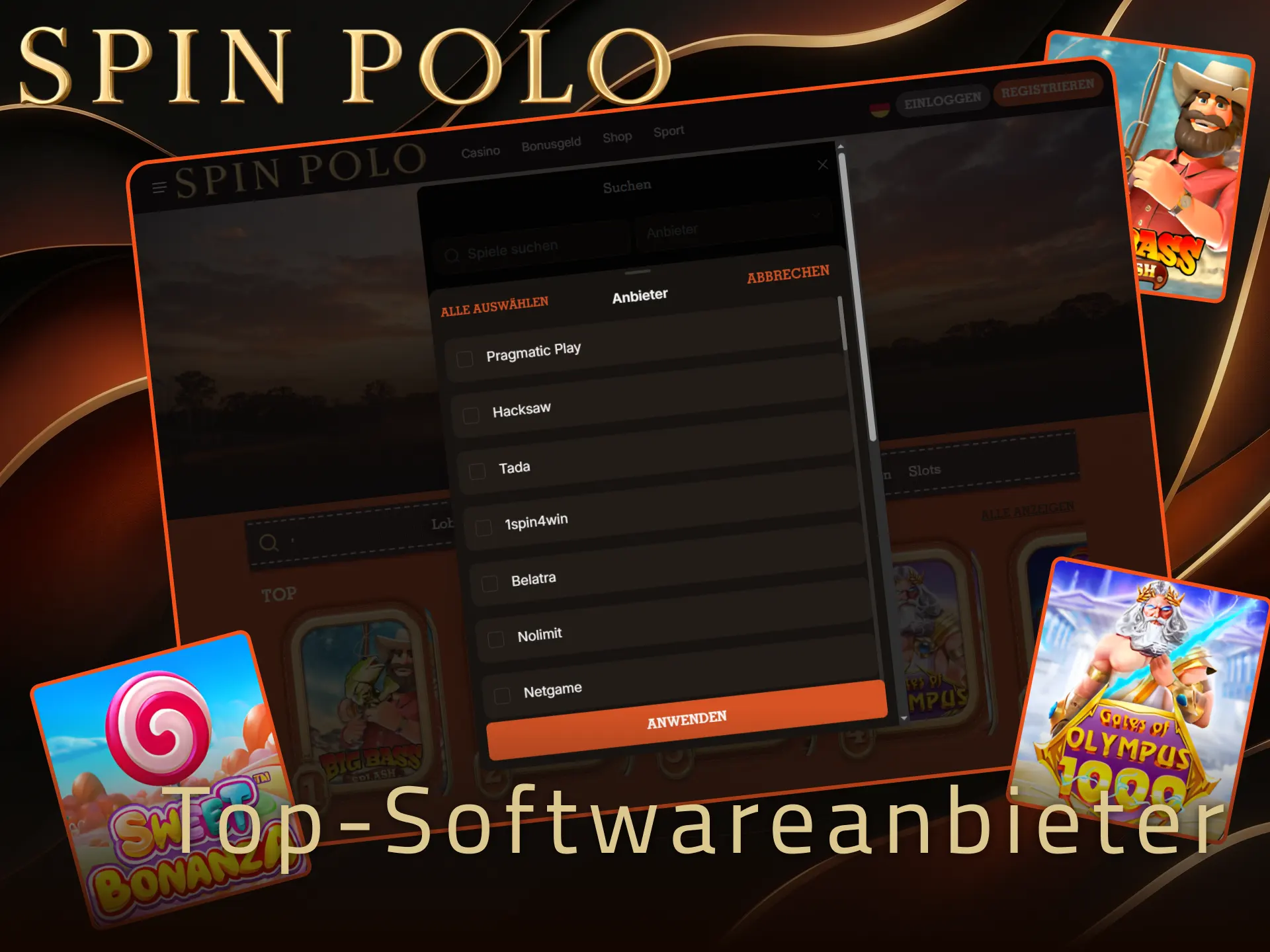 Entdecken Sie erstklassige Casino Spiele von Top-Softwareanbietern bei Spinpolo.