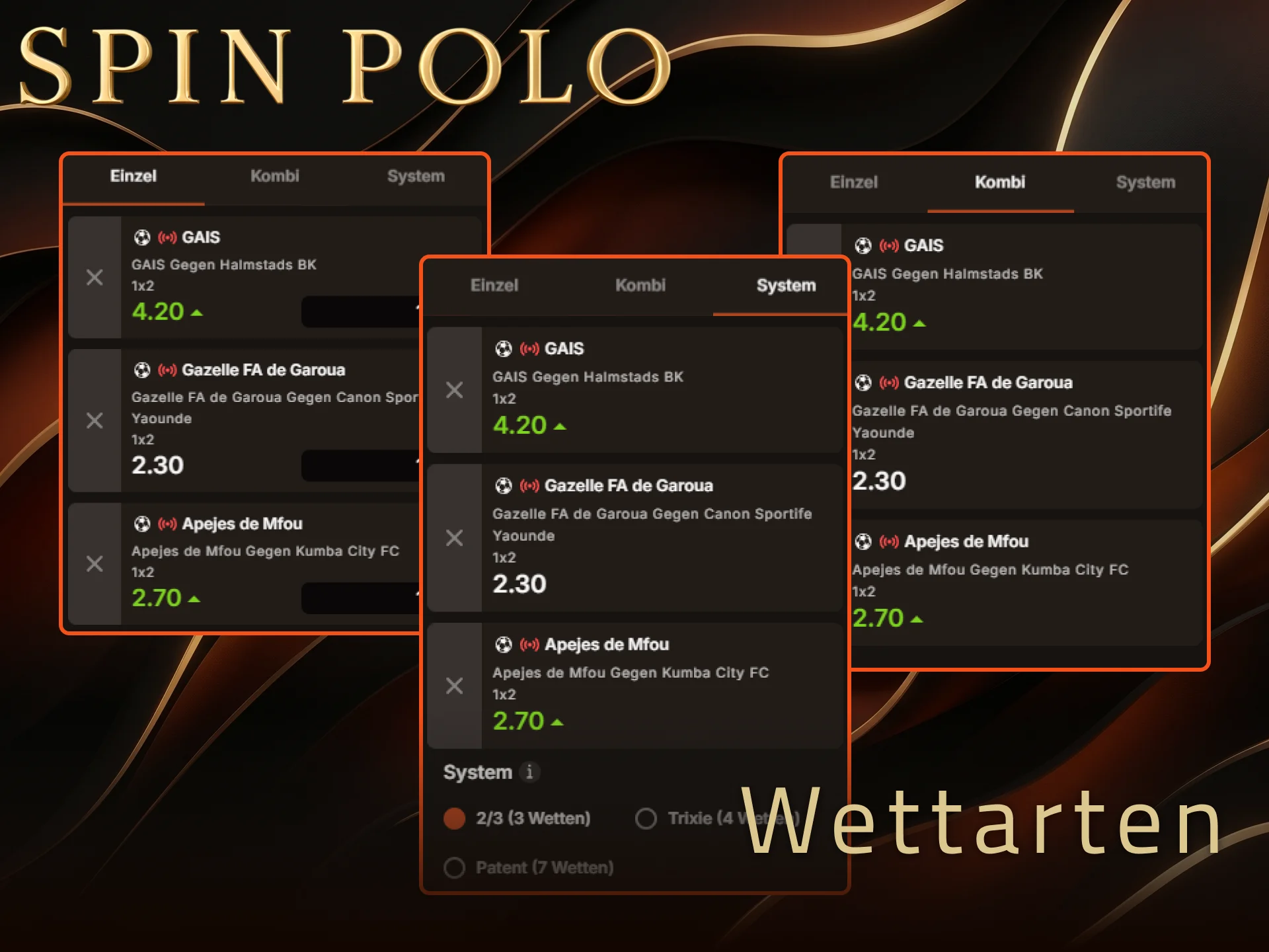Wählen Sie verschiedene Wettarten bei Spinpolo für Ihre strategischen Sportwetten.