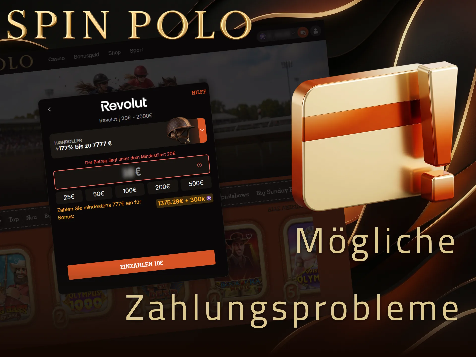 Finden Sie einfache Lösungen für mögliche Zahlungsprobleme auf der Spinpolo Plattform.
