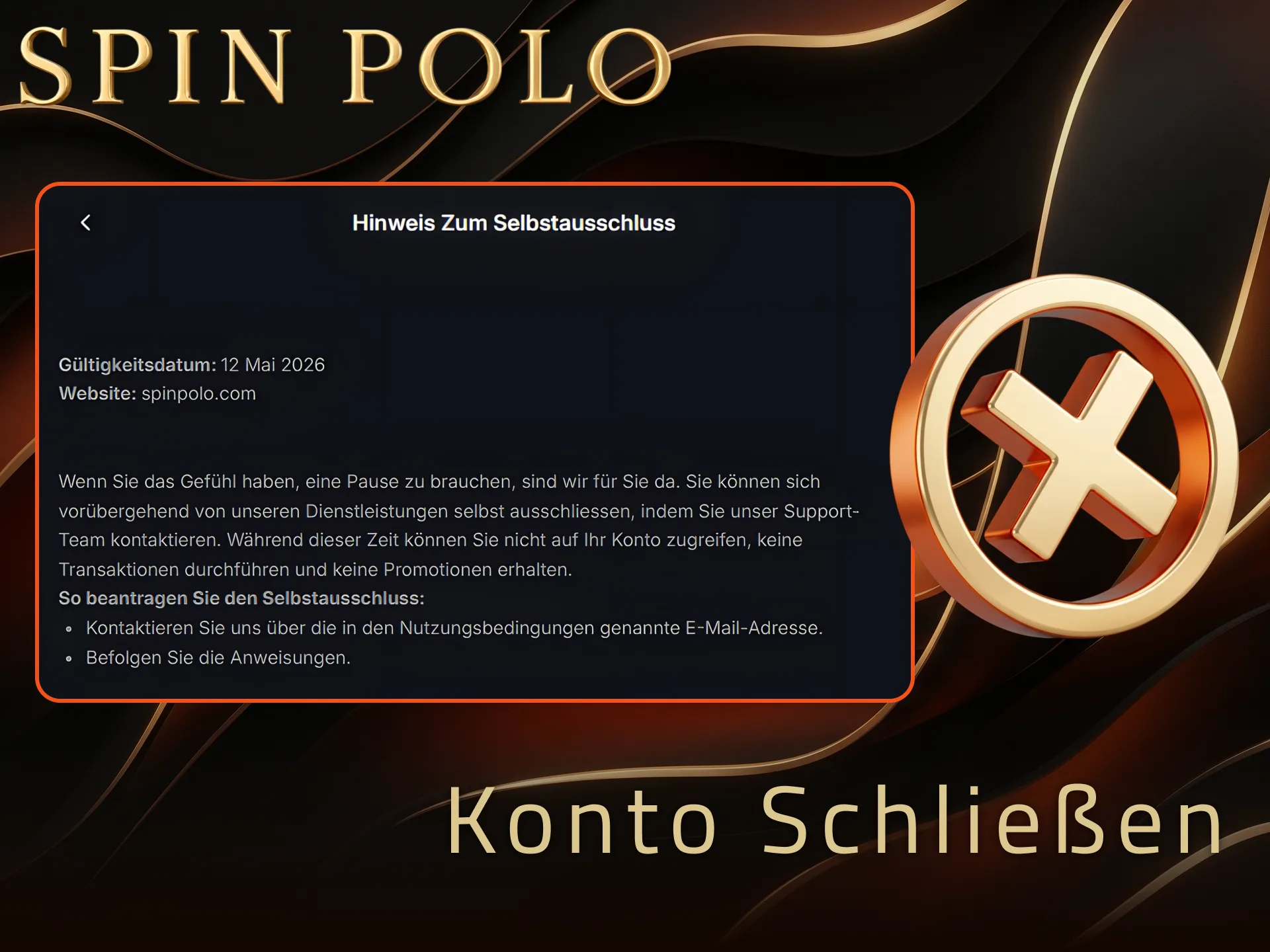 Schließen Sie Ihr Spinpolo Konto sicher über das Profil auf der Registrierungsseite.